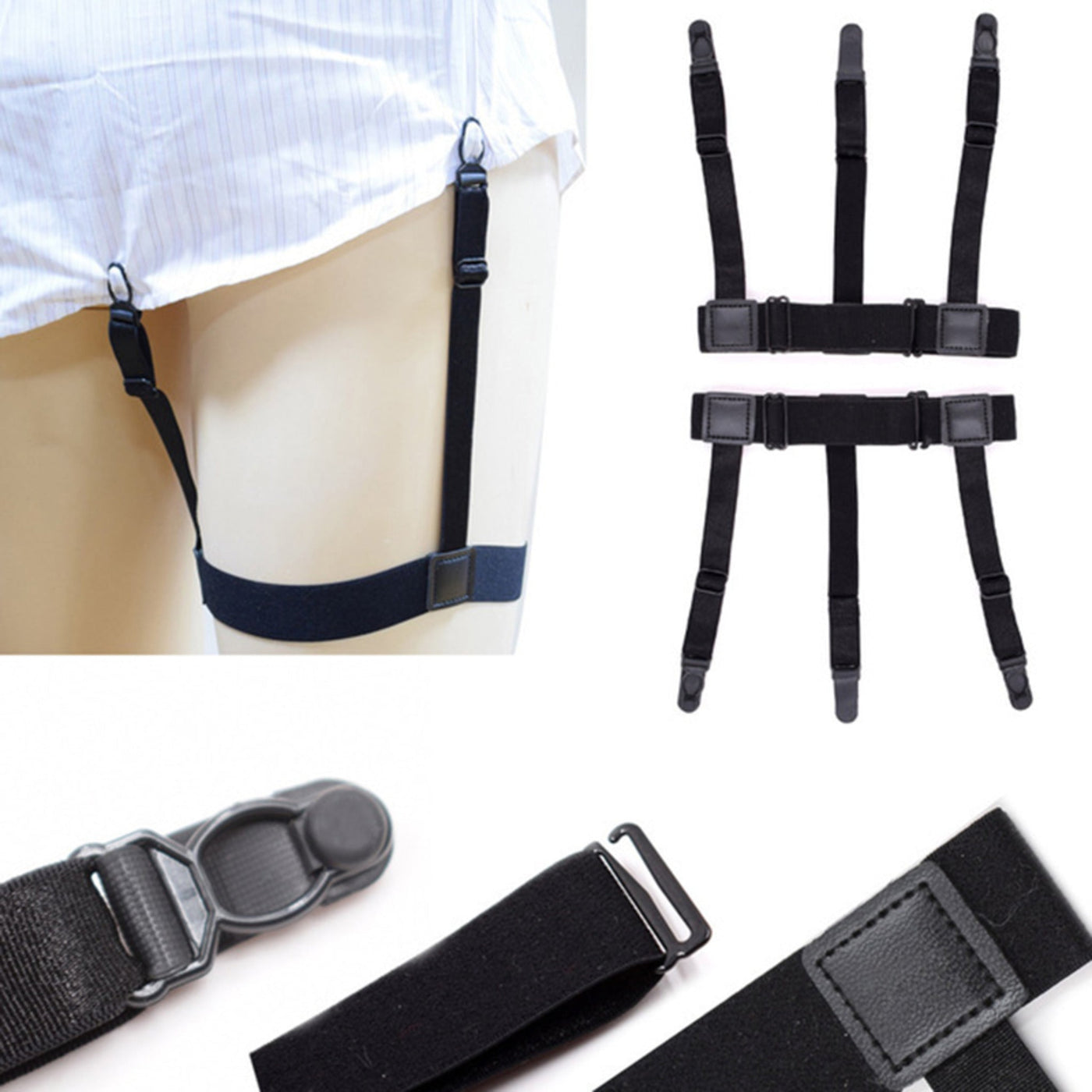 Black Shirt Stays-Shirt Holder Suspenders